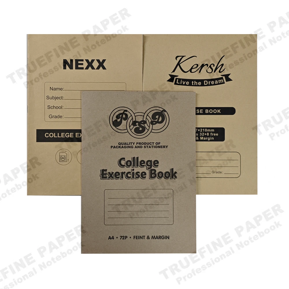 Customized Soft Cover College Student Exercise Book A4 Exercise Book Feint & Margin 72 Pages