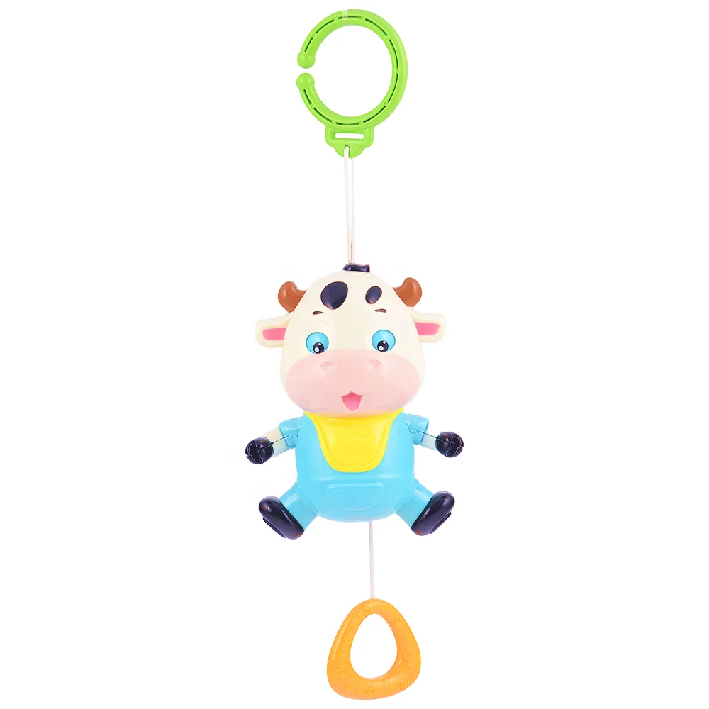 Пластиковая детская кроватка с мультяшными животными, подвесные игрушки, музыкальные колокольчики для кровати