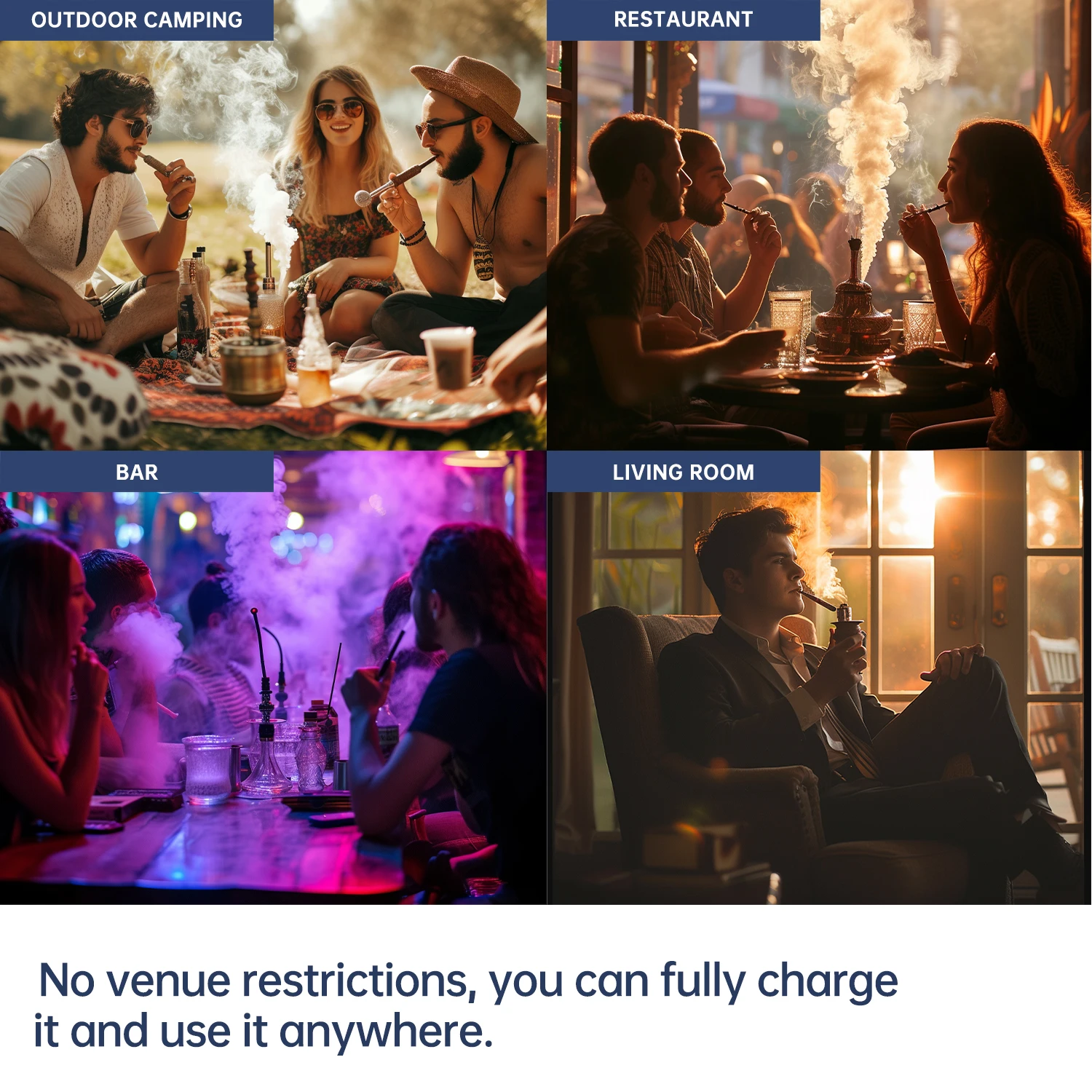 Rechargeable Electronic Shisha With 20000 Mah Battery Rgb Light New