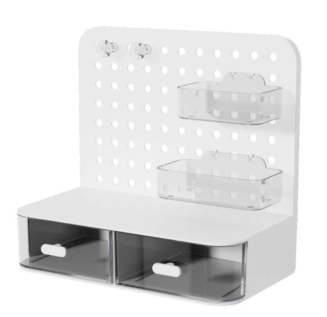 Home Office Desk Hole Board Pegboard Organizer With Clear Drawer