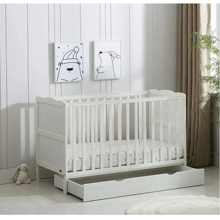 Baby Bed Drawer Convertible Junior Bed Rail Bed Sofa 120x60cm White NEW 