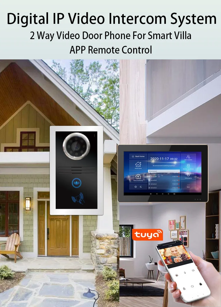 VDP Kit Video Intercom System 2 Way Intercom System One Button Ring Doorbell IP Video Doorphones Tuya 10 Inch Smart Tablet