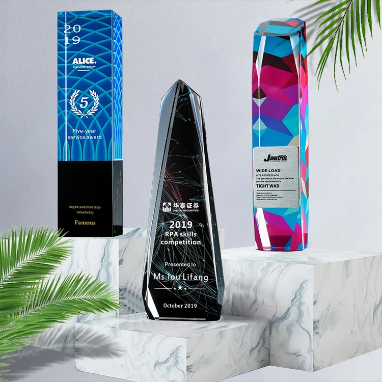 2023 Customized UV printing Glass Crystal Award Crystal