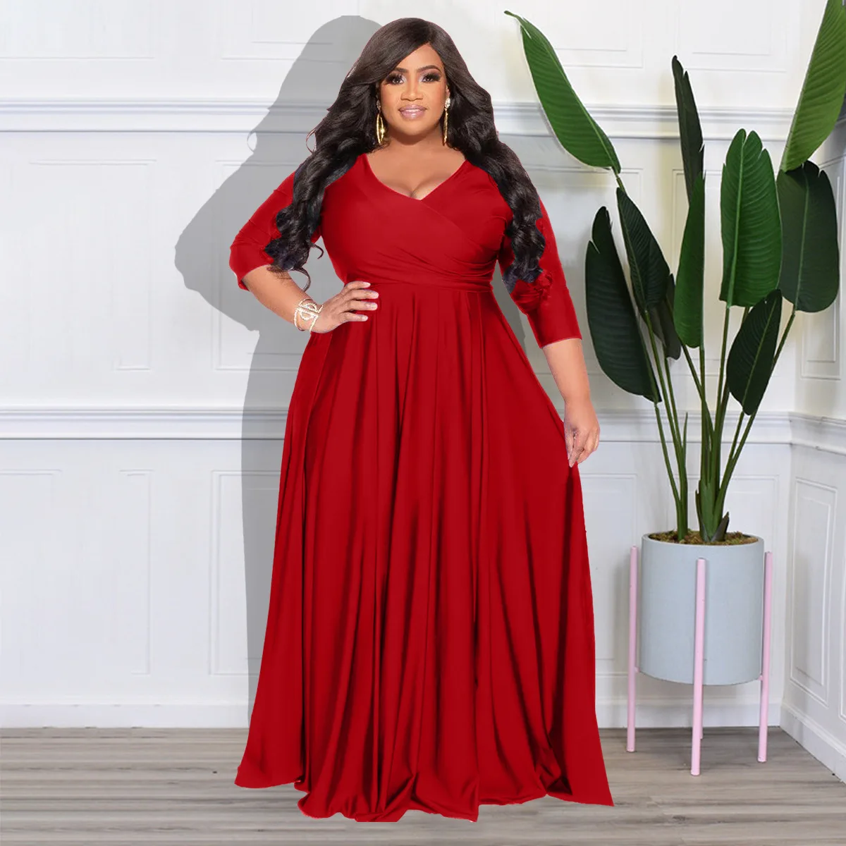 chinese dress ladies Plus-Size Strapless Sweetheart Prom Dress 7496C Burgundy / 16 main image 1