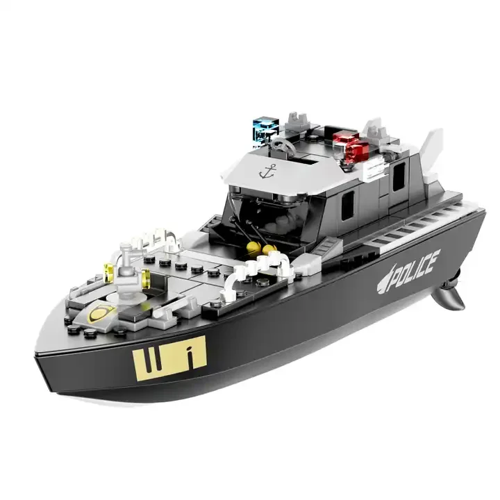 V103 in RC Boat STEM City Army Patrol Vehicle Police Toy Set DIY  Educational Bricks Military Ship Kids Toys Free Shipping