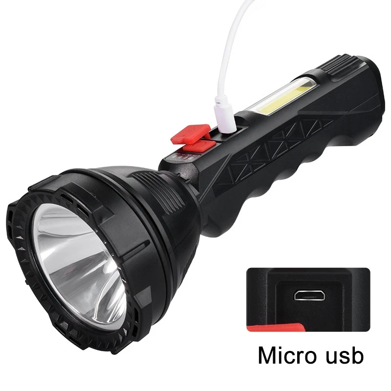 Powerful Super Bright COB Side Light LED Flashlight Portable USB Rechargeable Hand Light Waterproof Built-in Battery Torch