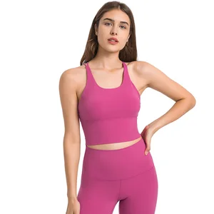 Solid Color Beautiful Back Sports Bra Yoga Wear Women's New Backless Fitness Bra Camisole Sports Vest