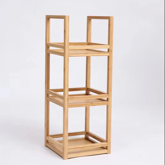 durable and natural bamboo 3-tier  book case and clothes storage rack or shelf  26*26*70cm applied in living room,bedroom