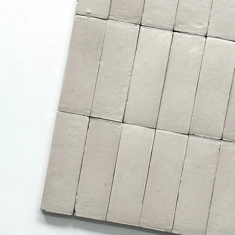 Handmade Moroccan Clay Zellige Tiles for Bathroom Kitchen Wall Art Ceramic 150*50mm Black Beige Fireplace Tiles