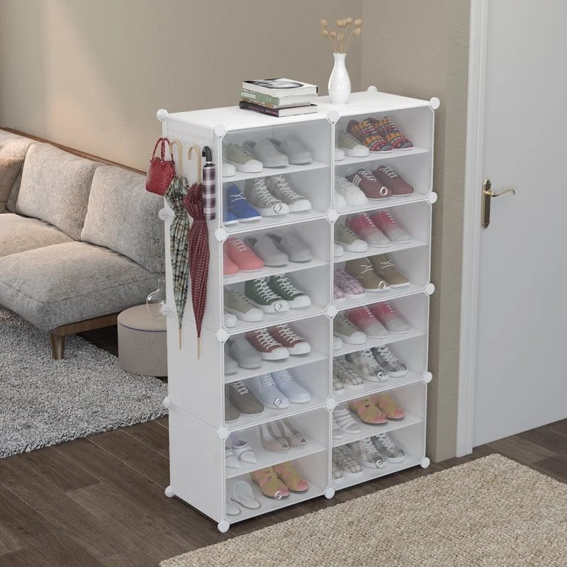 Simple Design Steel Frame Plastic Foldable Shoe Stand Rack for Household