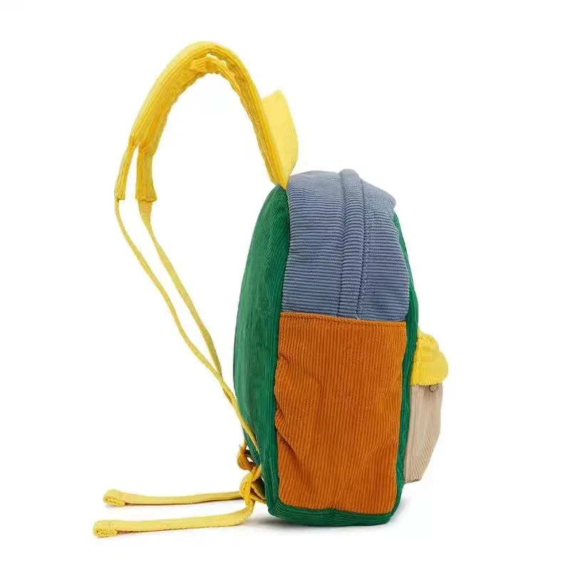 Custom Cute Kids Corduroy Mini Backpacks Colorblock Design Durable ...