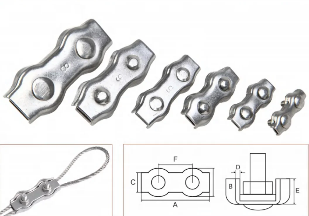 Grade 304/316 Stainless Steel Simplex Wire Rope Clips Single Wire Rope