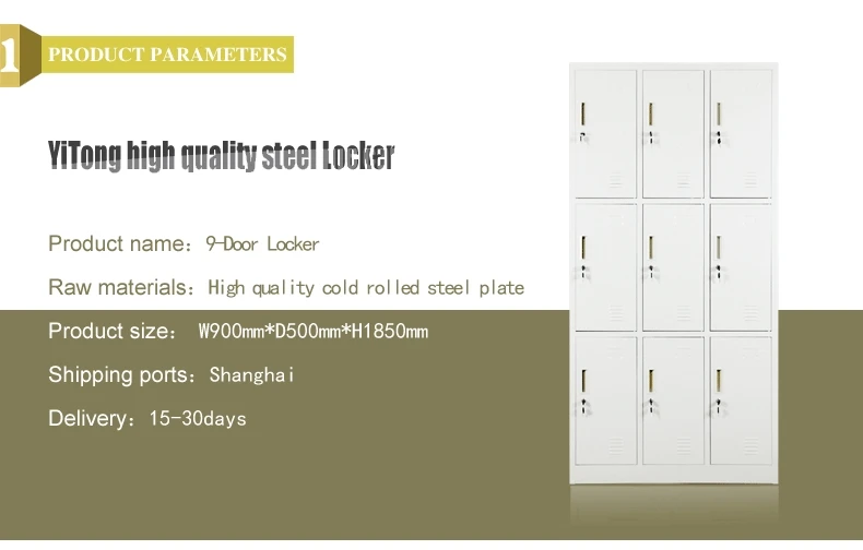 Vertical 9 Door School Mobile Student Locker Wardrobe With Key Large ...