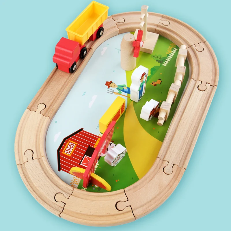 Wooden Intelligent Building Blocks Wooden Train Rail Toys Set for Kids Wooden Railway Set