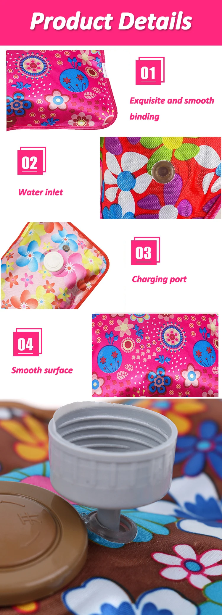 Rechargeable Hot Water Bottle Heating Bag Hot Compress Heat Pack Warm Electric Pvc Hot Water Bag Factory for Winter