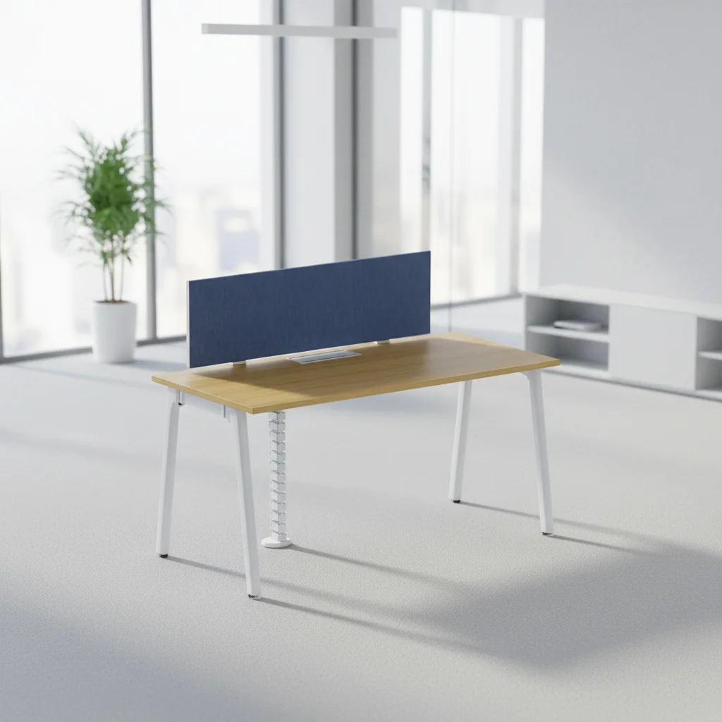 Office Desk System Aluminum Legs Foldable Convertible Privacy Screens Wood Frame Modern Workstation Configuration 4
