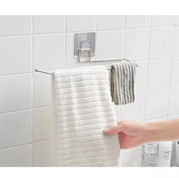 Traceless Stainless Steel Single Wall Mounted Towel Rack Toilet Stick Roll Paper Holder supplier