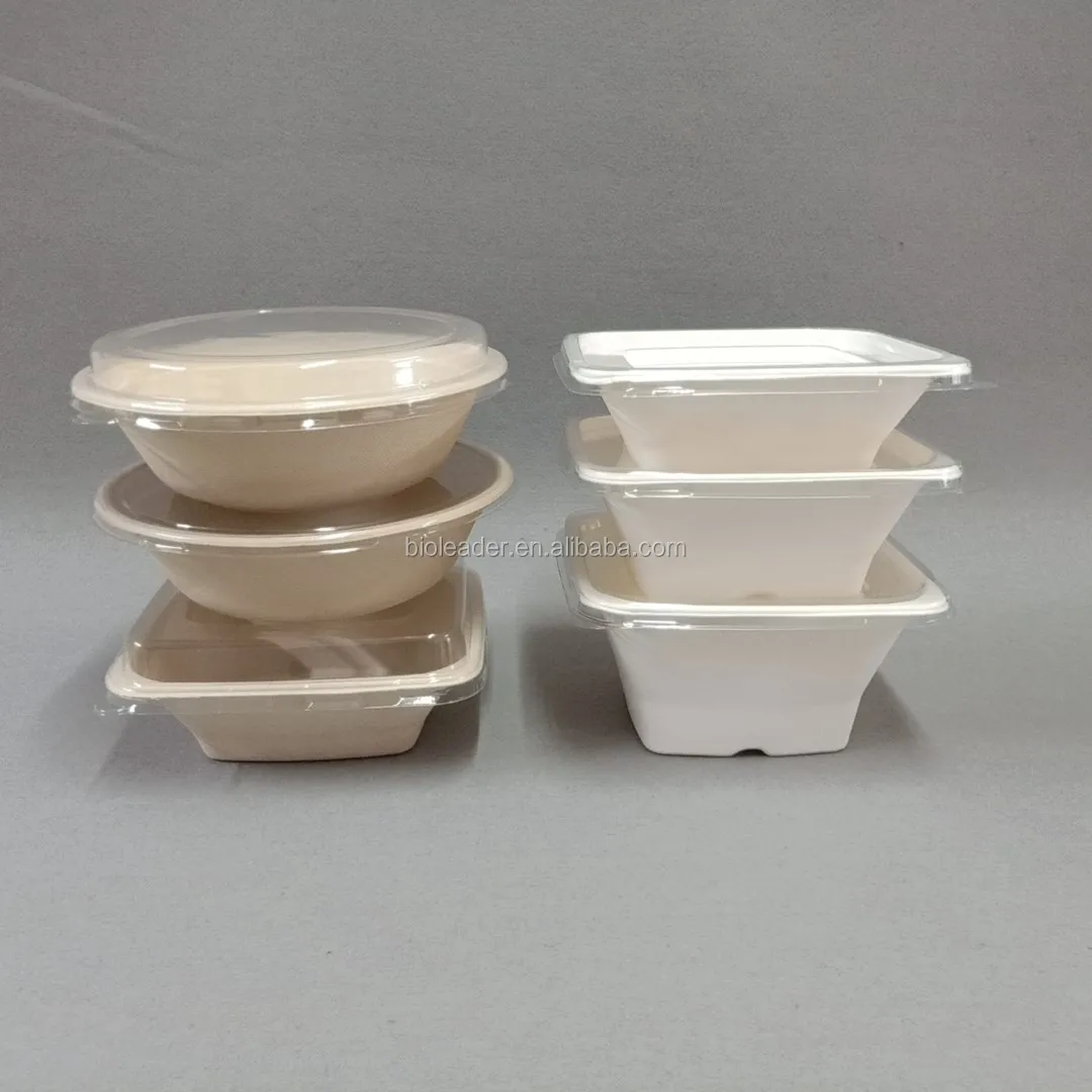 Bioleader Eco-Friendly Disposable Rectangle Paper Bowl with Lid Biodegradable