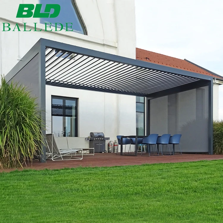 Remote Control Outdoor Pergola Motorized Opening Louvre Roof System