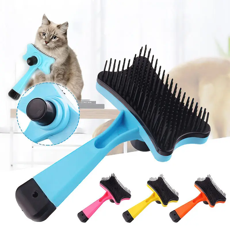 Pet Grooming Brush Self Cleaning Automatically Dog Cat Slicker Brush