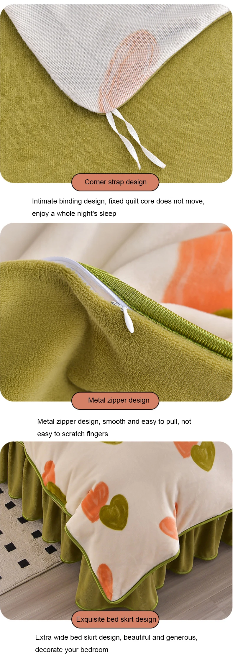 Four-piece warm anti-static plush winter home sheet and duvet set bedding bed sheet details