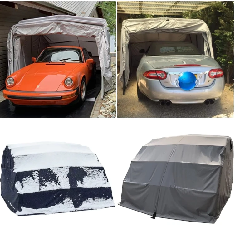 Retractable Carport Small-Medium Size Weatherproof Foldable Car Shelter Completely Folded