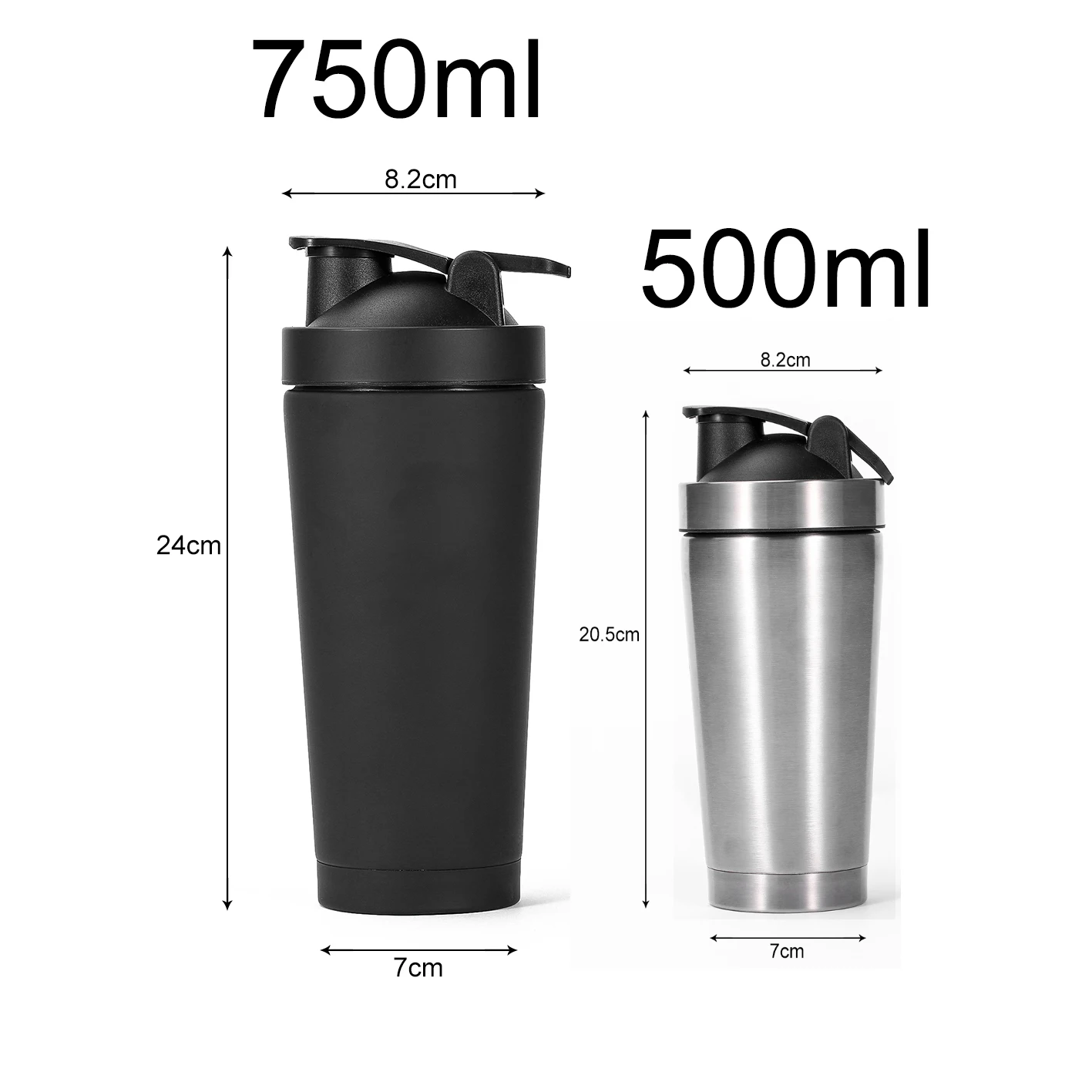 Bpa Free 750ml Stainless Steel Shaker Bottle Single Wall Gym Protein