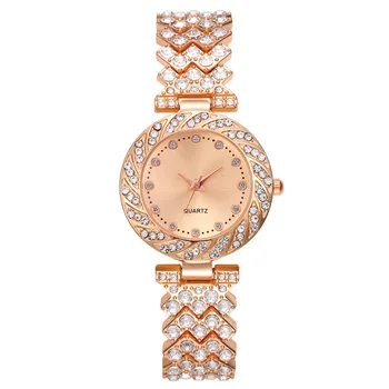The new women's Korean version of the starry alloy all-diamond watch is a popular diamond-set watch that is simple and casual
