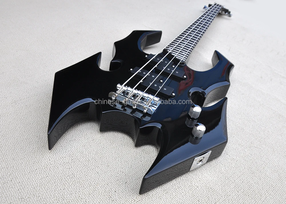 Flyoung Wholesale Electric Bass Guitar Unusual Shape 4 Strings Black