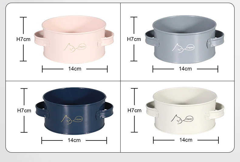 Hot Sale Black Cat Bowl Metal Double Handle Food Storage Pet Bowls Pet Food Container