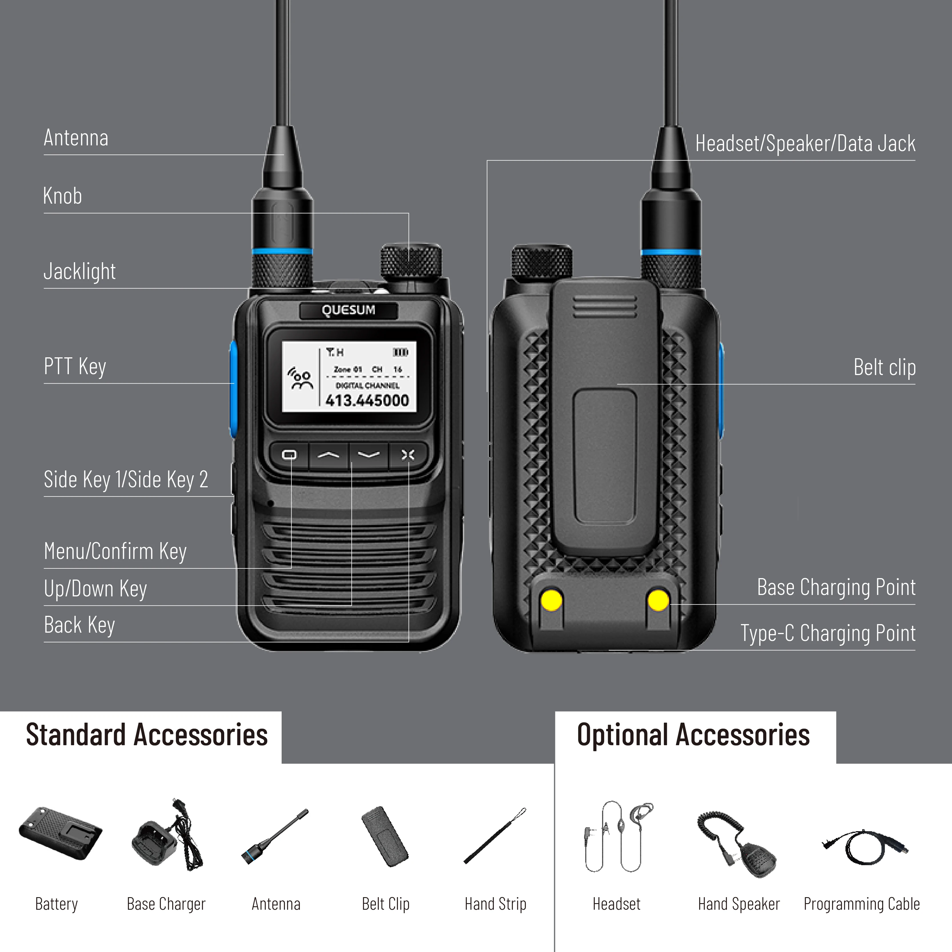 2026 New QUANSHENG DMR Two Way Radio M7 Walkie Talkie License Free PMR446 FRS Radio Walkie-Talkies