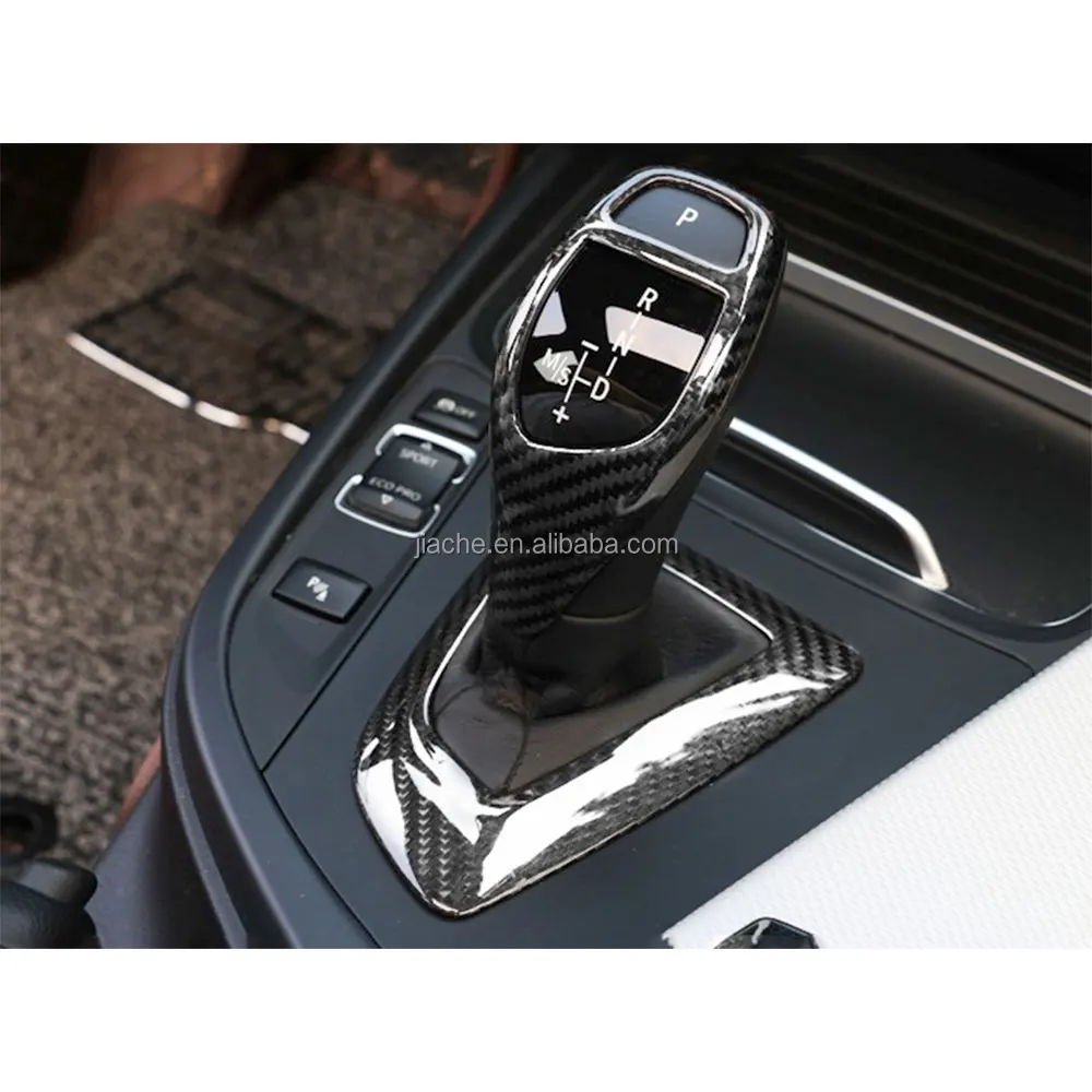 Real Carbon Fiber For BMW F20 F30 F31 F34 X5 F15 X6 F16 X3 F25 X4 F26 F10 Car Gear Shift Panel Frame Gear Knob Cover Head Trim Style 1 