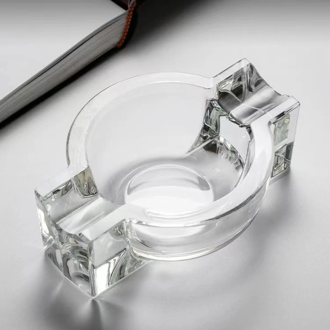 Большая круглая классическая пепельница для сигар с двойным слотом из хрустального стекла индивидуальный Креативный дизайн кубинская
