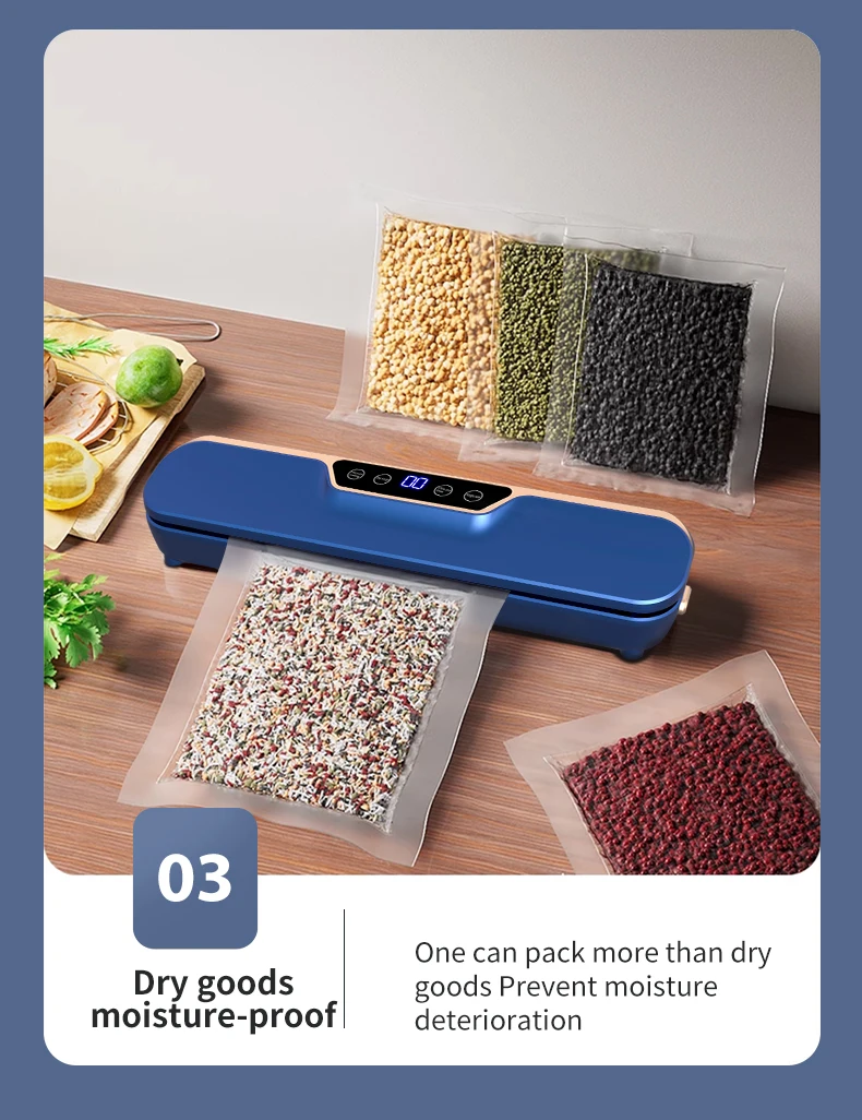 Vacuum Food Preservation Sealer with Liquid Crystal Display Automatic Sealing Machine for Food Storage