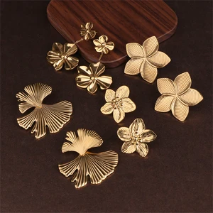 Free logo Engrave Make Four Leaf 18k Gold Plated Drop Stud Ladies Jewelry Women Fashion Dangle Earrings Artificial Jewelry