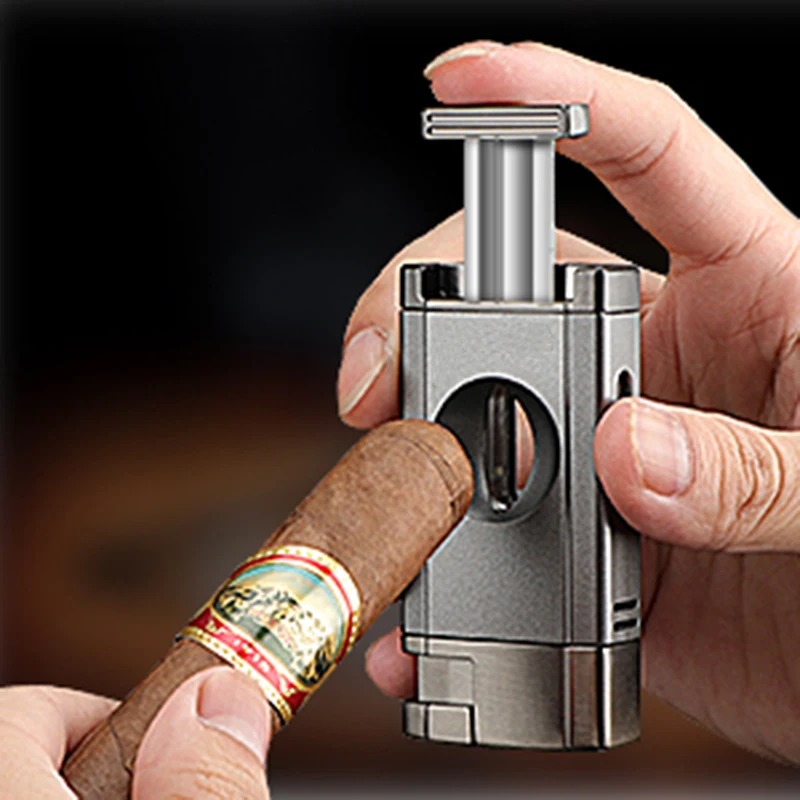 Brand New Luxury Metal Silver Cigar Lighter And Punch Cutter Gift Set