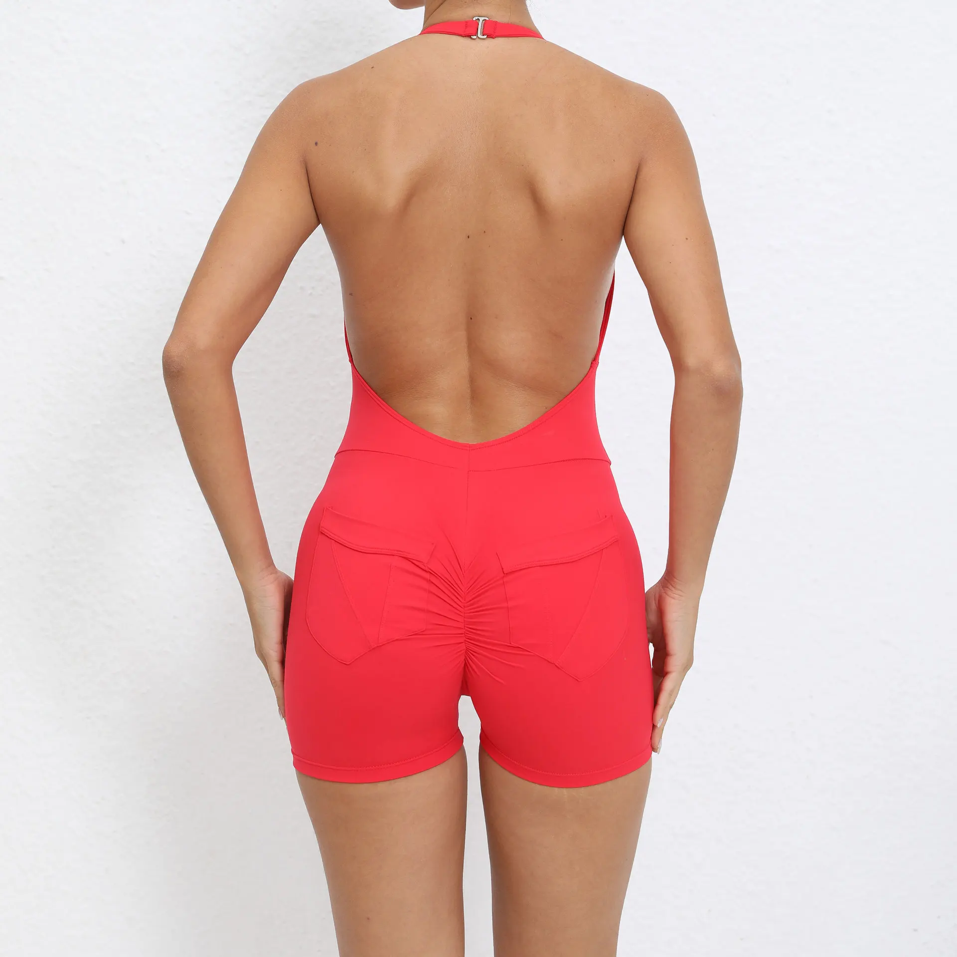 2024 New style sexy womens yoga jumpsuit one piece Nude fabric lift hips fitness sportswear yoga bodysuit jumpsuit manufacture