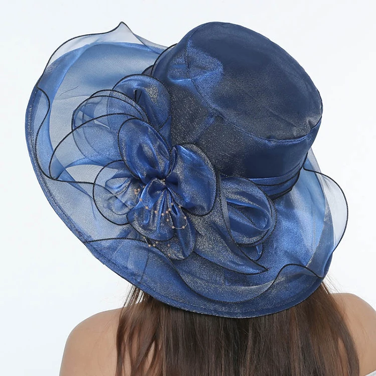 Factory Custom Make Large Samoan Dressy Fascinators Organza Church Hat Colorful Elegant Fancy Women Derby Formal Hat