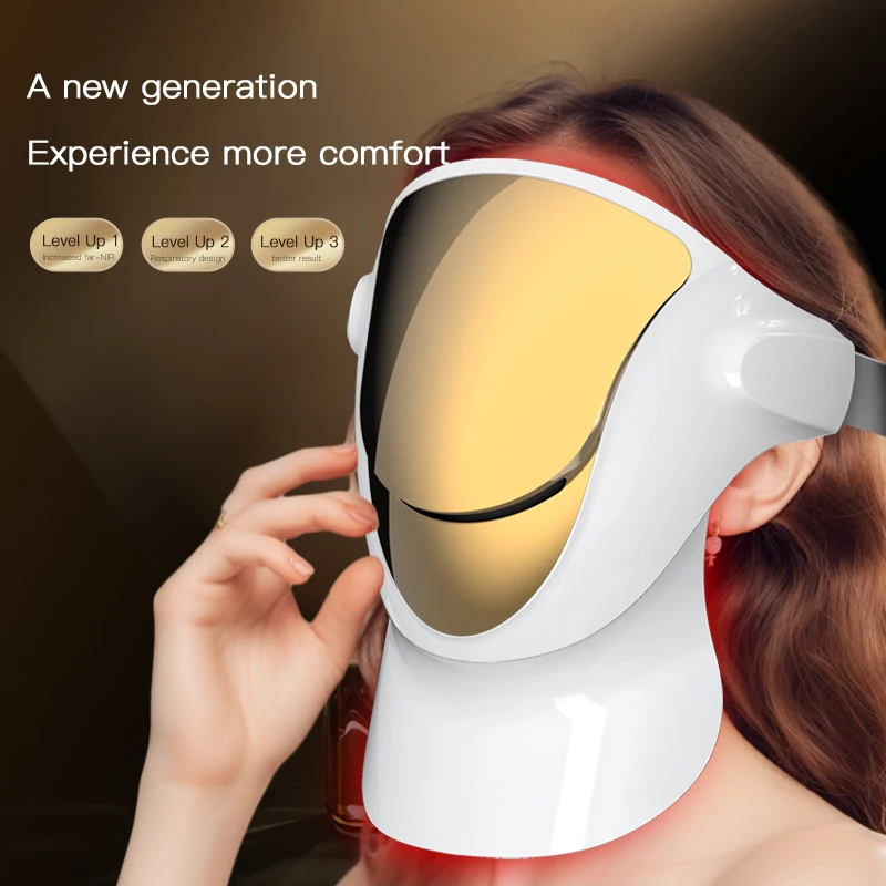 2025 New Generation Photon Mask 807 LEDs 4 Colors Blue Orange Red Infrared ABS Light Therapy Led Facial Mask With Neck