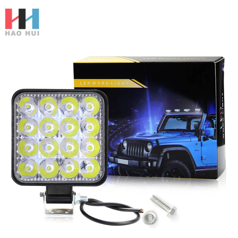 Details about   2Pc 48W LED Car Square Work Light 12V 24V Truck SUV 4WD Off Road Flood Spot Lamp