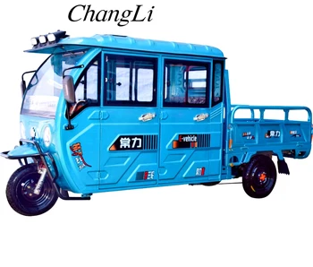Popular best-selling, new design, fully enclosed double - row cab electric cargo tricycle