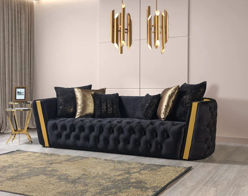 Stainless Steel Frame Living Room Furniture Modern Luxury Velvet Sofa High Quality Upholstered