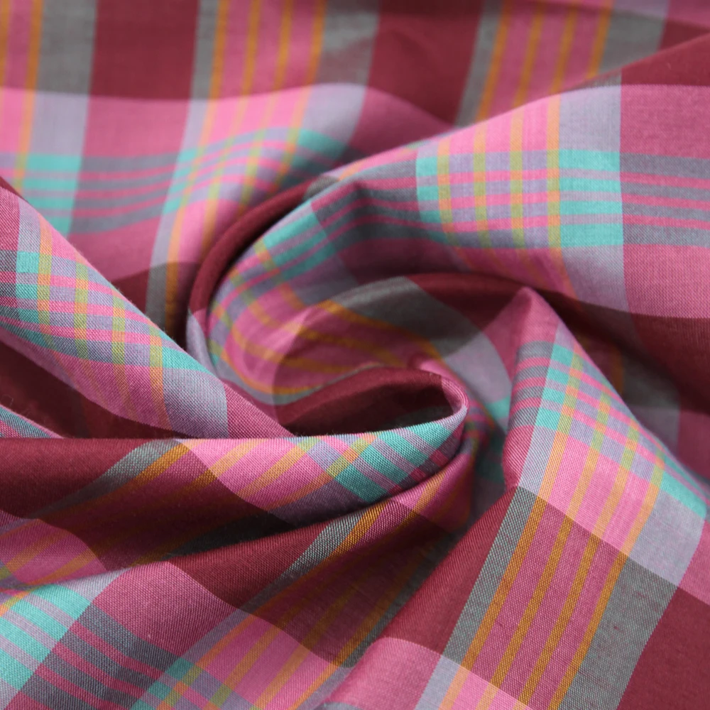 Красивая удобная дышащая Модная шелковая хлопчатобумажная пряжа окрашенная ткань в клетку платье рубашка юбка