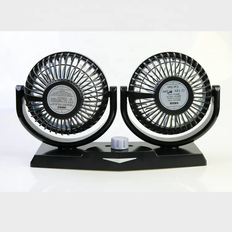 24v Twin Turbo USB Oscillating Fan for Car Truck Double Head Fragrance Car Fan 12v Cooling Wiht LED Colorful Light