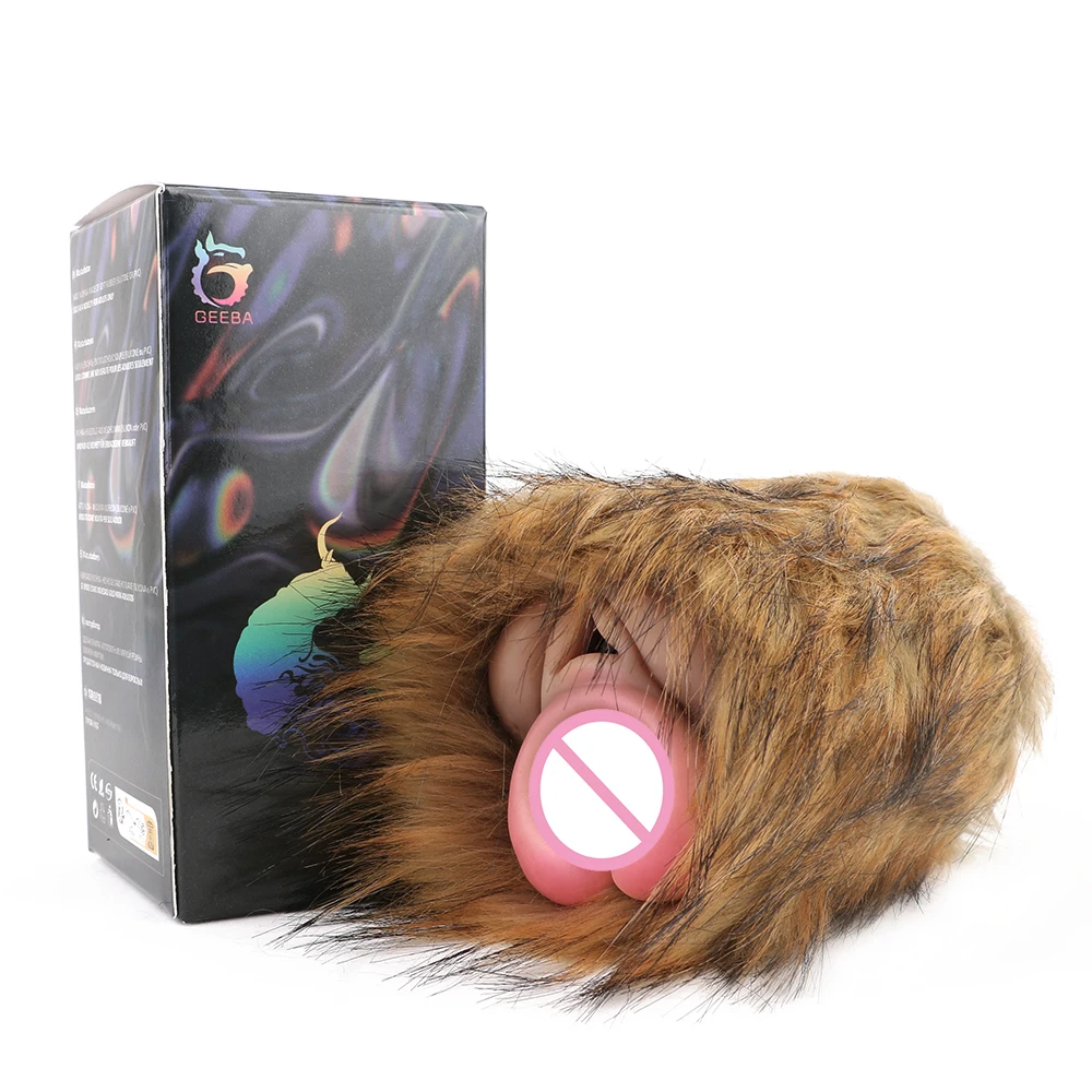 GEEBA Silicone Male Masturbator with Hairy Realistic Vagina Pocket Pussy Adult Sex Toys for Men