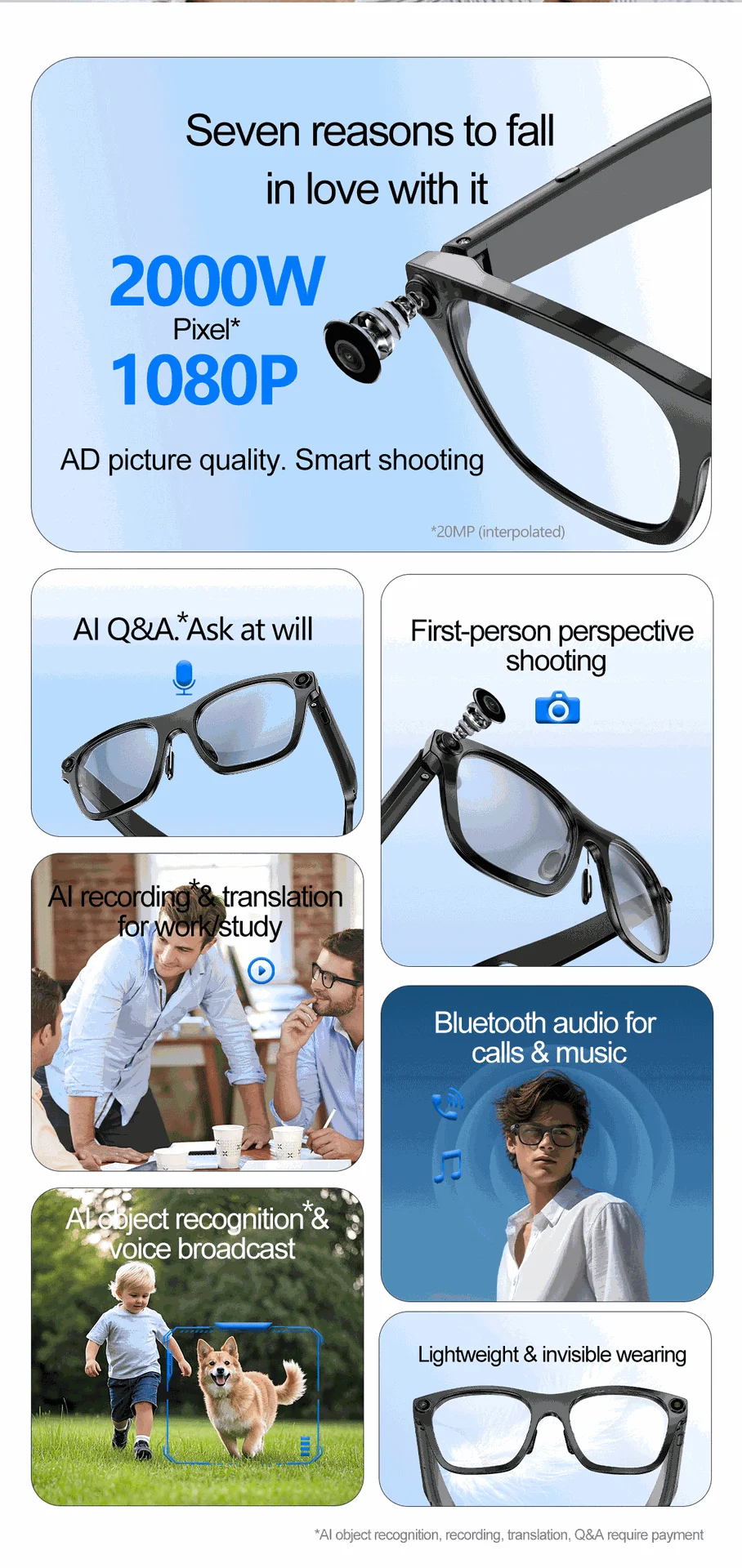 Chinese factory supplier supply  First-person Perspective Smart S336 Ai Smart Glasses Anti Blue Light 2000w Pixel Camera Take Photos Video Recording Life - Buy Fashion Smart Sunglasses With 8mp Camera Take Pictures Video Ai Translation Chatgpt Bt Calling Music Smart Glasses Men Ai Smart Glasses With Camera 800w 1080p Video Dialogue Calls & Music On-site Recording Translation Smart Glasses Photochromic Lenses Ai Camera Smart Glasses