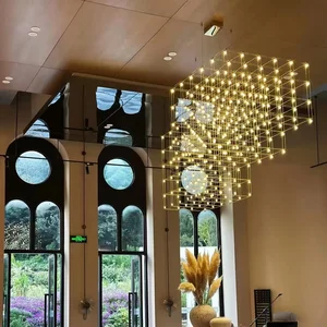 Premium Customizable Modern Luxury Chandelier Multi-Color LED Lamp Luminaire Decor Crystal Cube Pendant Light Hanging