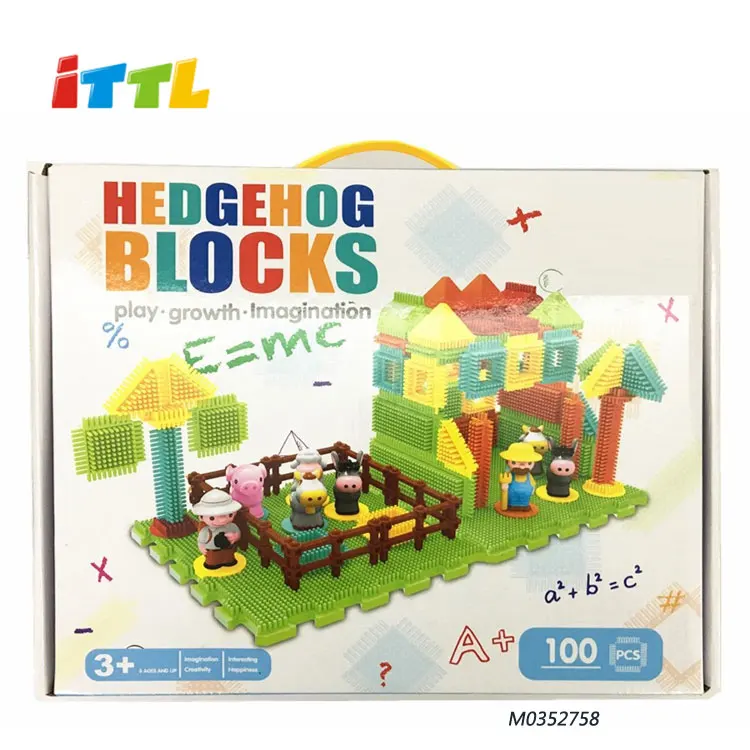 ITTL Popular Soft Hedgehog Blocks 78pcs Interlocking Bristles Stick Building Block for Kids