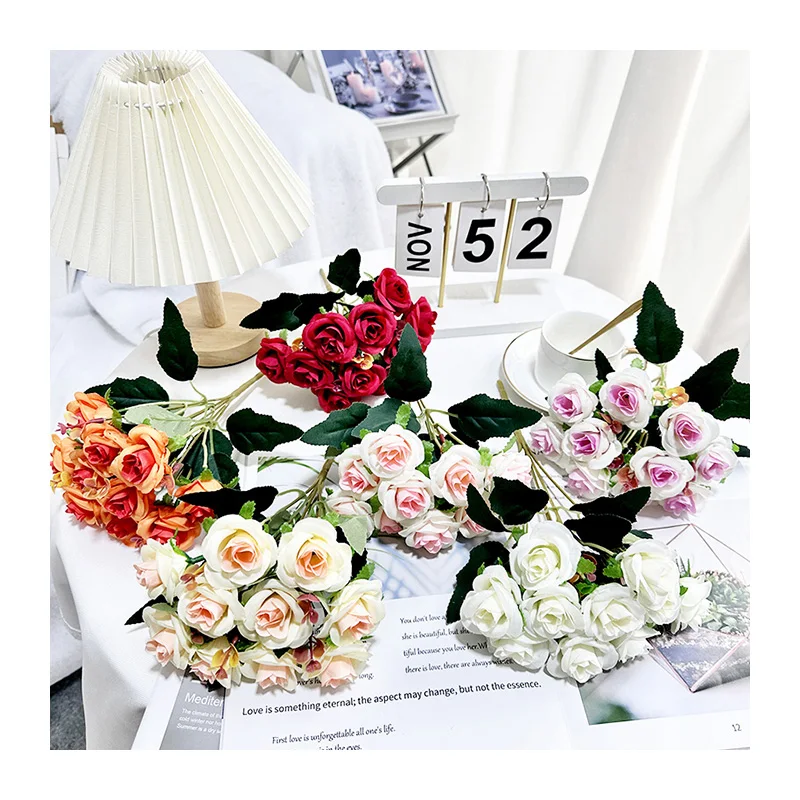 MeiLi 10 Heads Eucalyptus Rose Artificial Rose Bouquet QYY-724 New Products Versatile Cost-effective Home Party Decoration