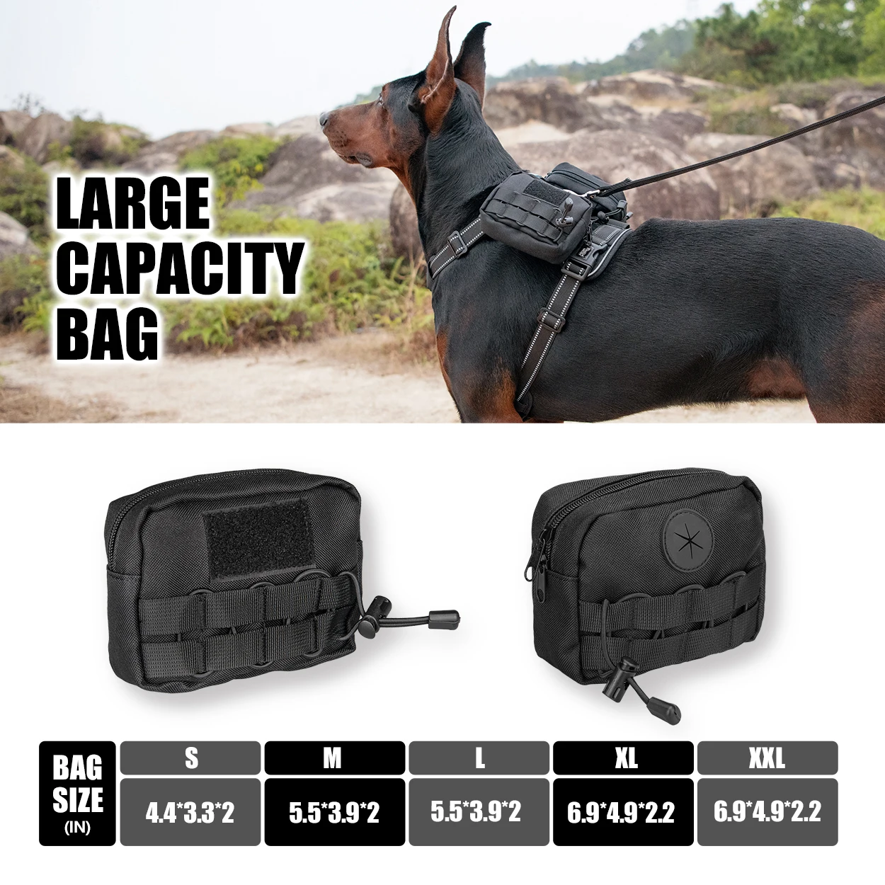 Custom Luxury K9 Oxford Nylon Pockets Dog Harness Tactical Training